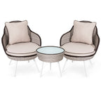 3-Piece Bistro Wicker Rattan Outdoor Sets With Cusions