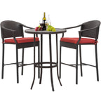 3-piece Outdoor Bar Set with Iron Table Top