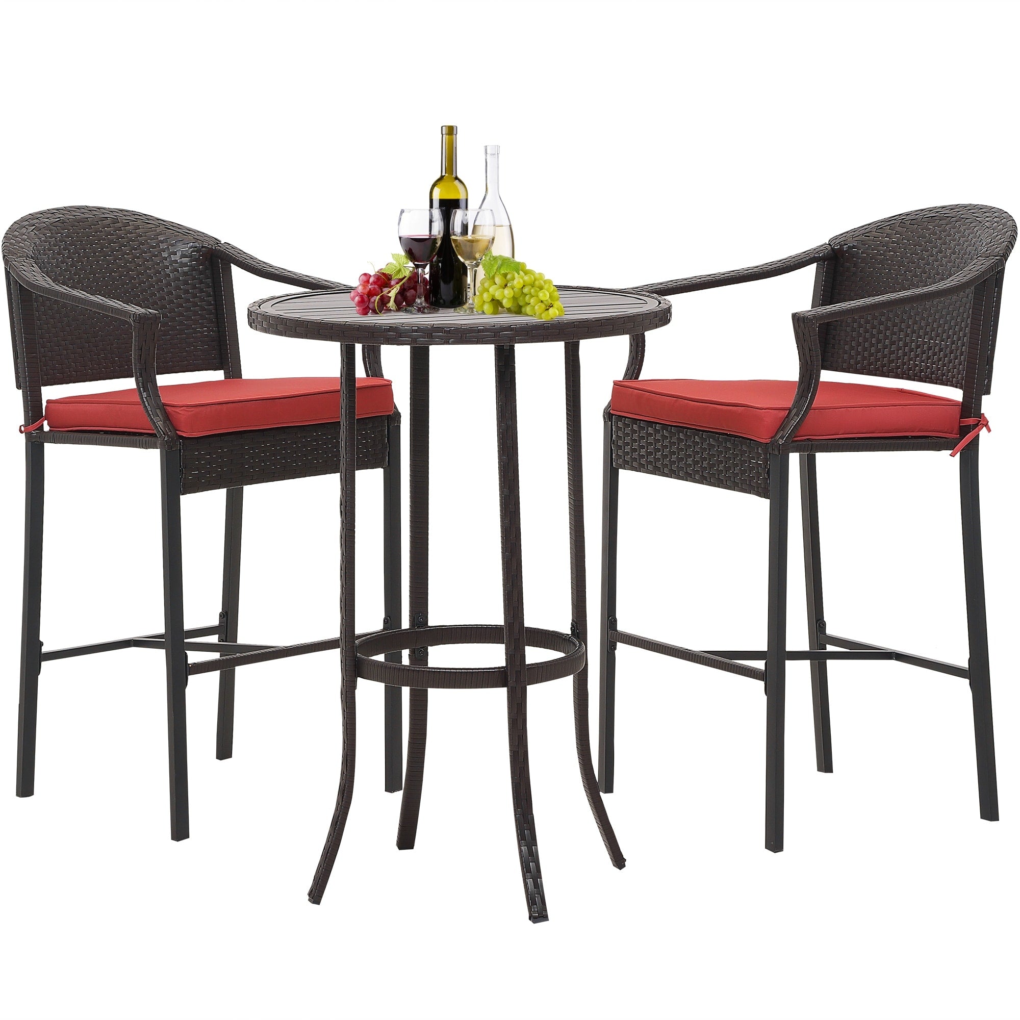 3-piece Outdoor Bar Set with Iron Table Top