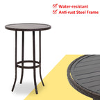 3-piece Outdoor Bar Set with Iron Table Top