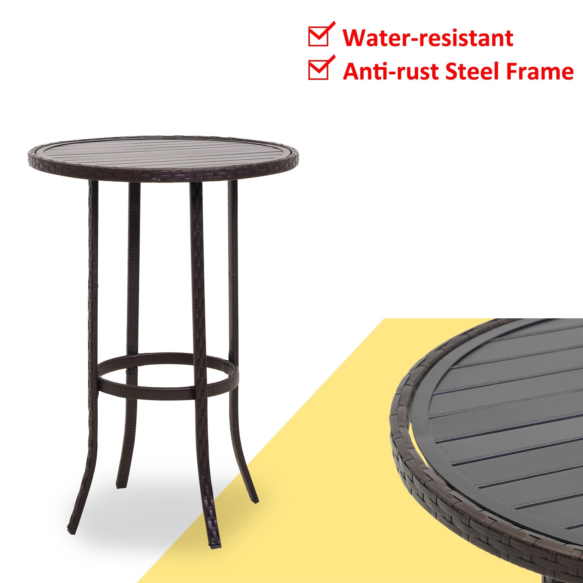 3-piece Outdoor Bar Set with Iron Table Top