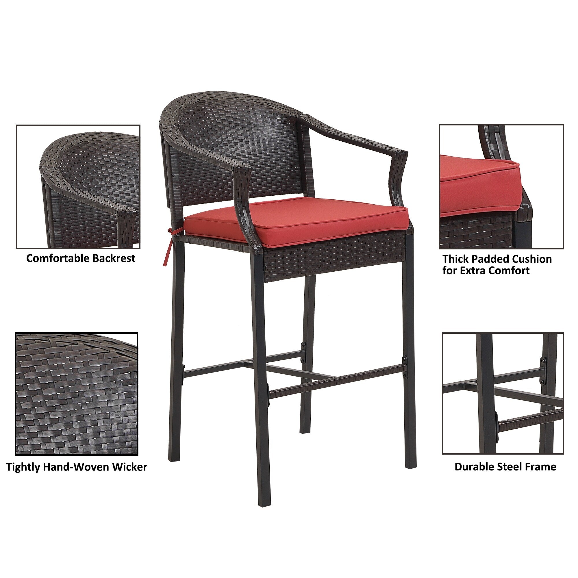 3-piece Outdoor Bar Set with Iron Table Top