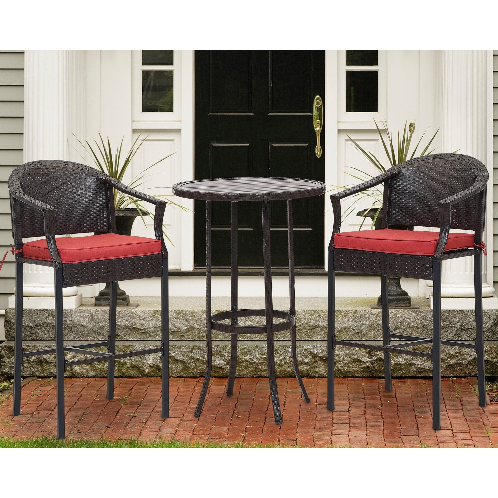 3-piece Outdoor Bar Set with Iron Table Top