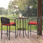 3-piece Outdoor Bar Set with Iron Table Top
