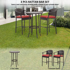 3-piece Outdoor Bar Set with Iron Table Top