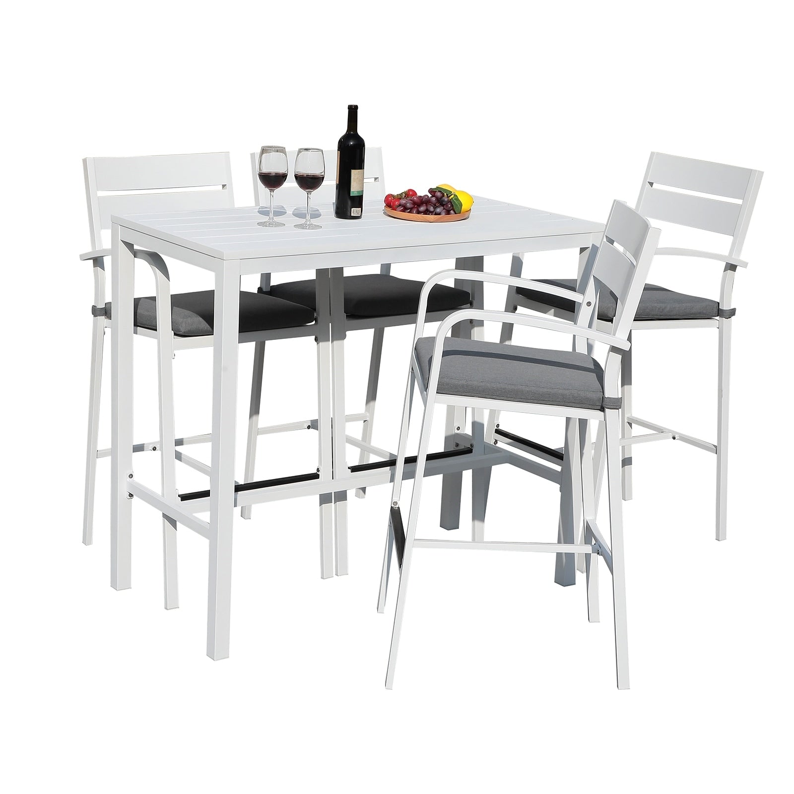 5-Piece Patio Aluminum Bar Set Outdoor Dining Set