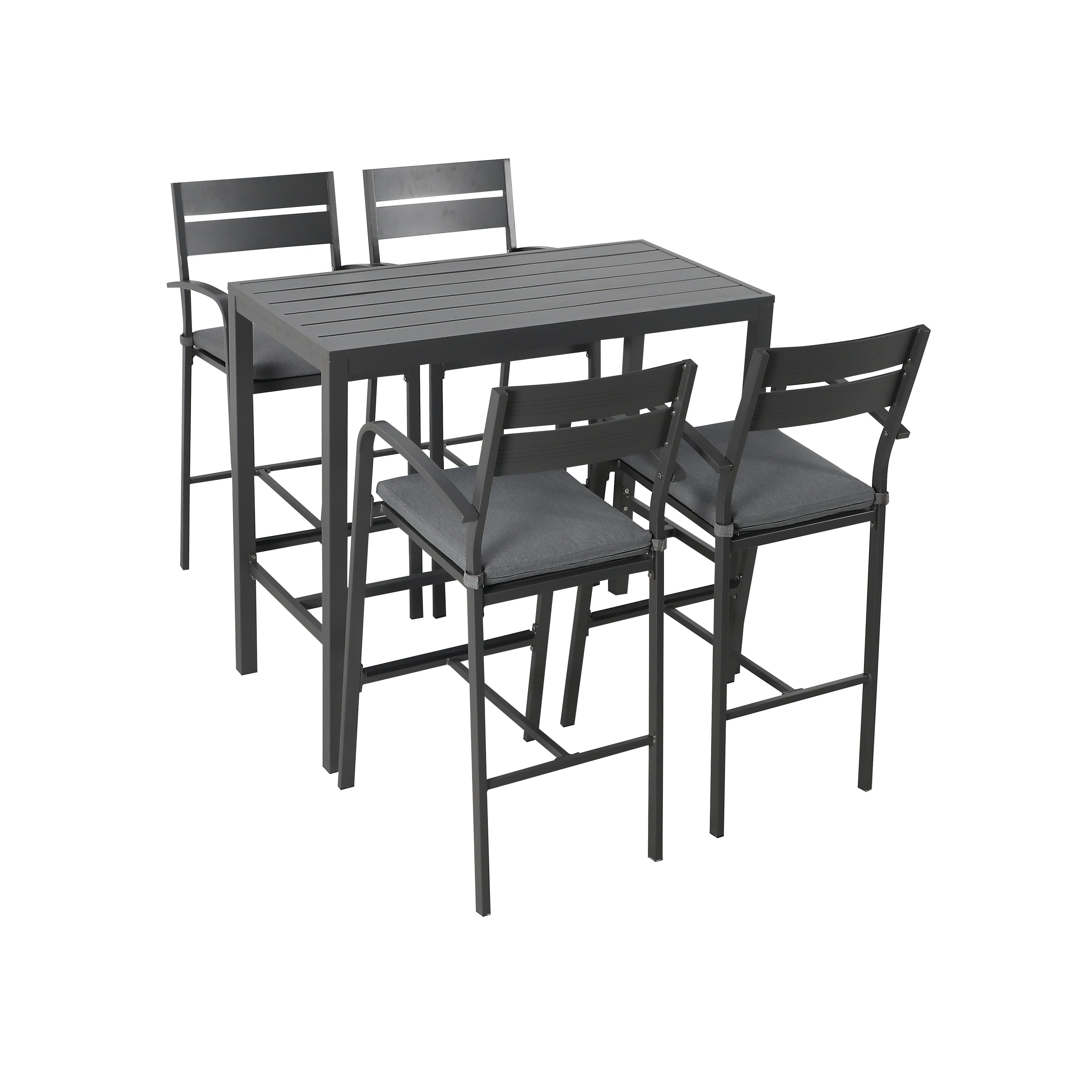 5-Piece Patio Aluminum Bar Set Outdoor Dining Set