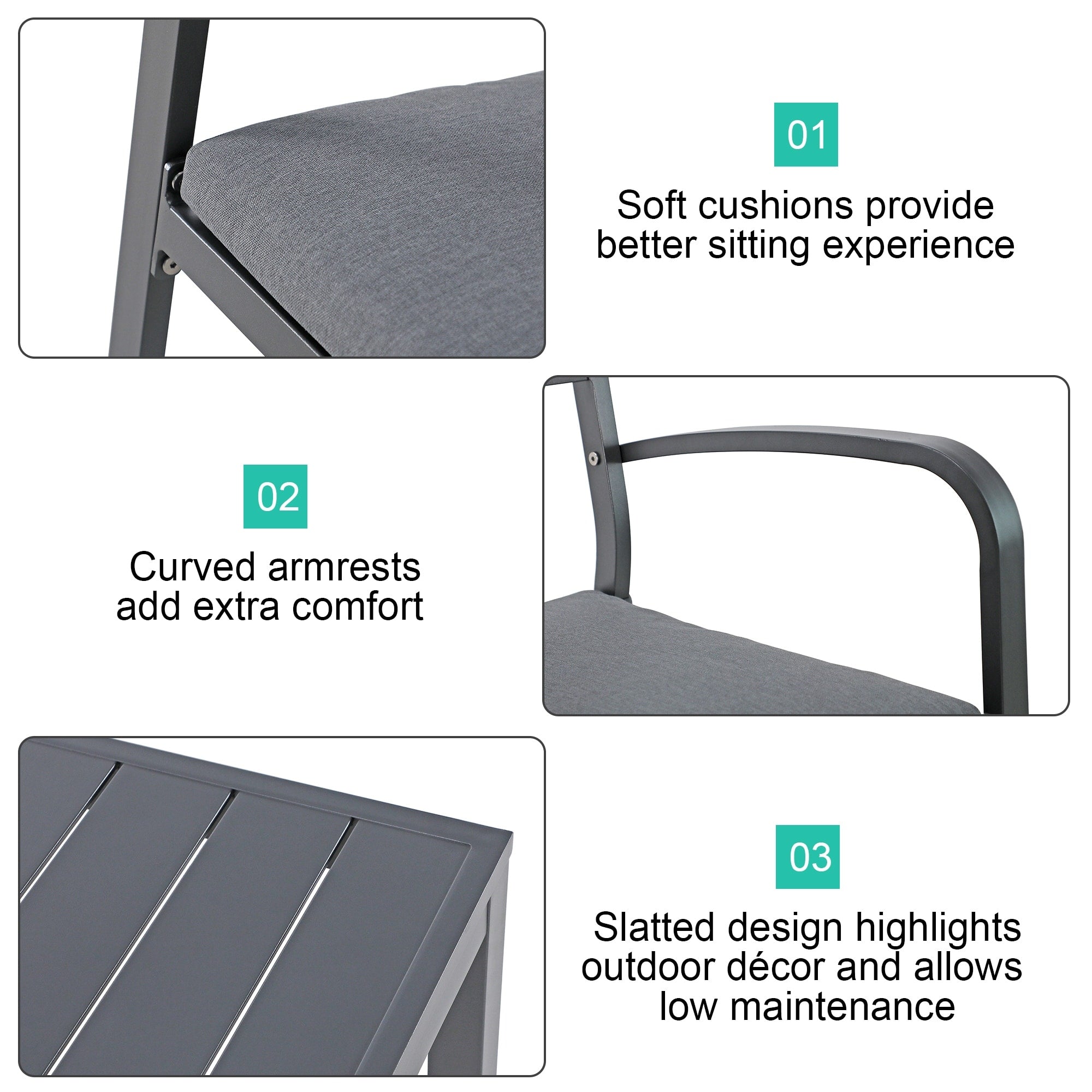 5-Piece Patio Aluminum Bar Set Outdoor Dining Set