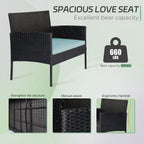 4 Piece Patio Conversation Wicker Furniture Set, Outdoor Rattan Sectional Furniture Set With Cushions for Yard Garden