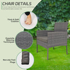 4 Piece Patio Conversation Wicker Furniture Set, Outdoor Rattan Sectional Furniture Set With Cushions for Yard Garden