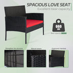 4 Piece Patio Conversation Wicker Furniture Set, Outdoor Rattan Sectional Furniture Set With Cushions for Yard Garden