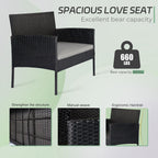4 Piece Patio Conversation Wicker Furniture Set, Outdoor Rattan Sectional Furniture Set With Cushions for Yard Garden