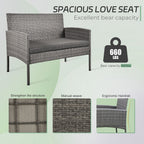 4 Piece Patio Conversation Wicker Furniture Set, Outdoor Rattan Sectional Furniture Set With Cushions for Yard Garden