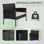 4 Piece Patio Conversation Wicker Furniture Set, Outdoor Rattan Sectional Furniture Set With Cushions for Yard Garden