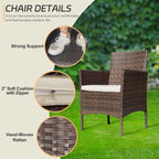 4 Piece Outdoor Patio Furniture Set With Cushions, Patio Wicker Conversation Set & Glass Coffee Table