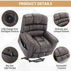 42 Wide Oversize Power Lift Recliner Chair with Massage and Heating