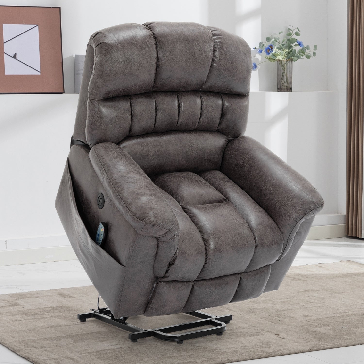42 Wide Oversize Power Lift Recliner Chair with Massage and Heating