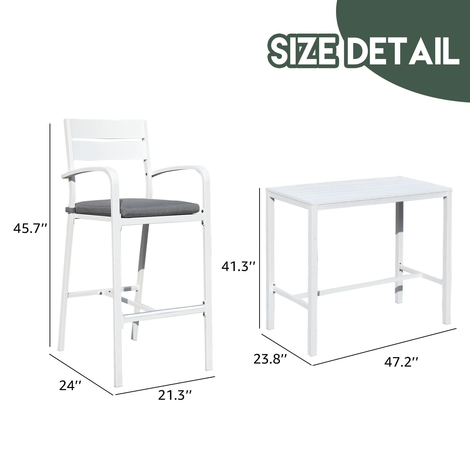 5-Piece Patio Aluminum Bar Set Outdoor Dining Set