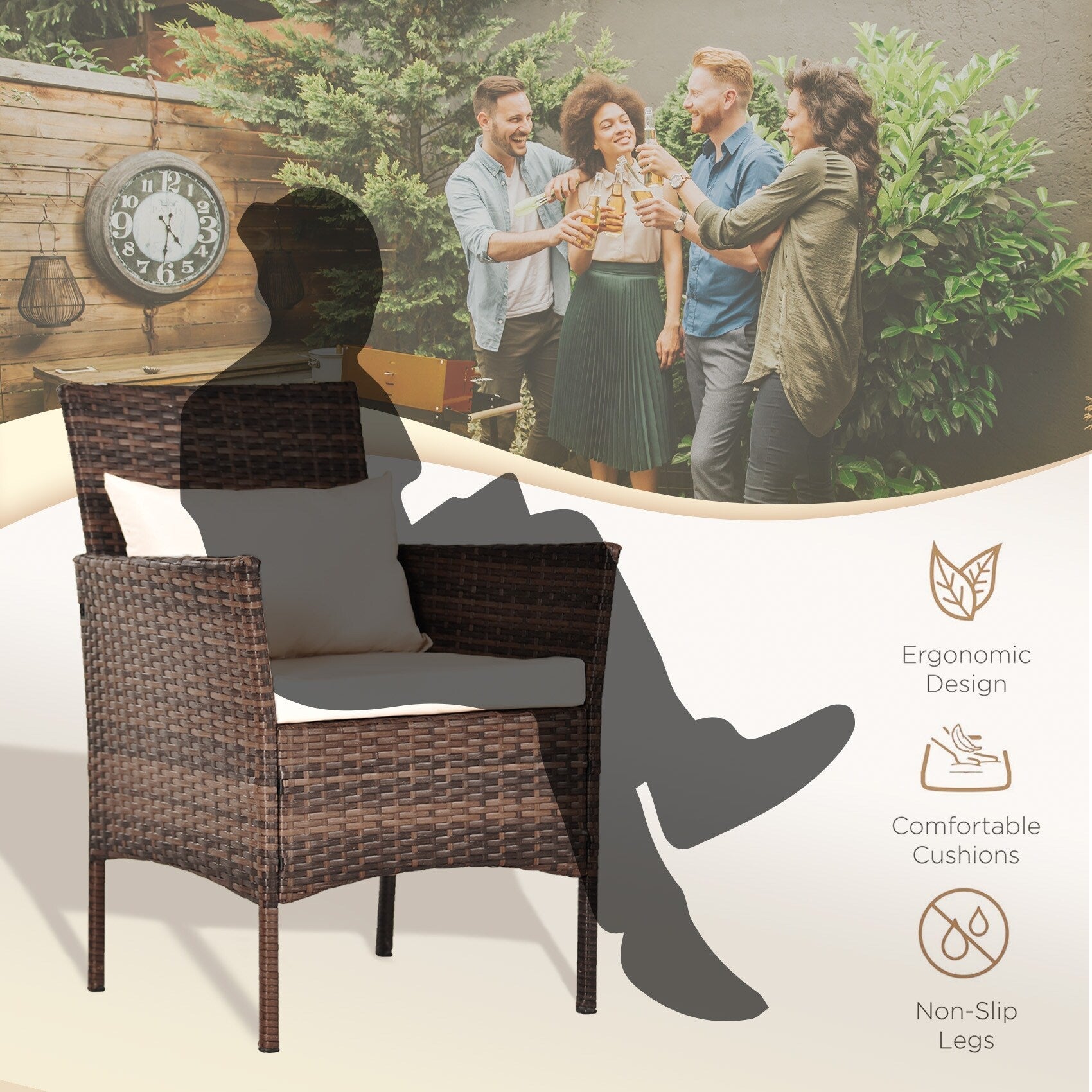 3 Piece Patio Conversation Bistro Set Outdoor Chat Furniture,Wicker Chairs and Storable Table Set,Porch Balcony Furniture Set