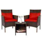 3 Piece Patio Conversation Bistro Set Outdoor Chat Furniture,Wicker Chairs and Storable Table Set,Porch Balcony Furniture Set