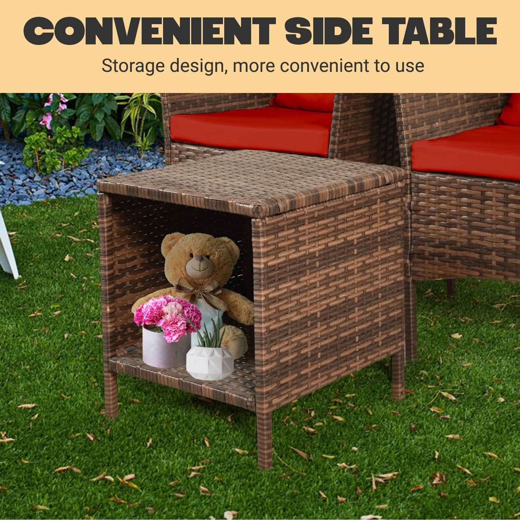 3 Piece Patio Conversation Bistro Set Outdoor Chat Furniture,Wicker Chairs and Storable Table Set,Porch Balcony Furniture Set