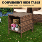 3 Piece Patio Conversation Bistro Set Outdoor Chat Furniture,Wicker Chairs and Storable Table Set,Porch Balcony Furniture Set