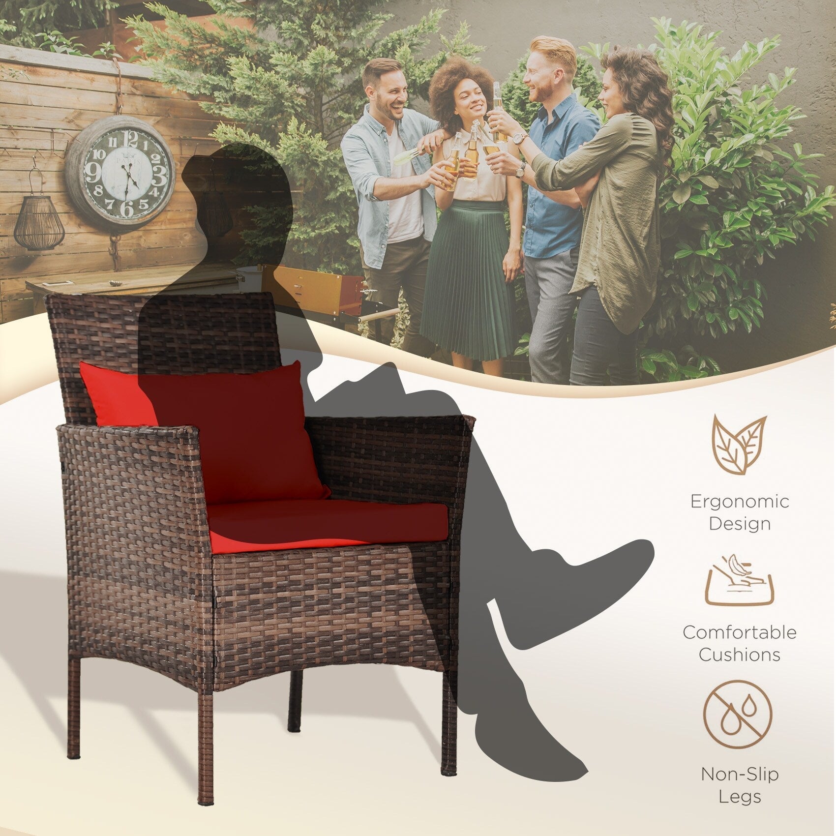 3 Piece Patio Conversation Bistro Set Outdoor Chat Furniture,Wicker Chairs and Storable Table Set,Porch Balcony Furniture Set