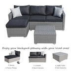 3-piece Outdoor Sectional Furniture All-weather Wicker Patio Conversation sets, Beige