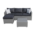 3-piece Outdoor Sectional Furniture All-weather Wicker Patio Conversation sets, Beige