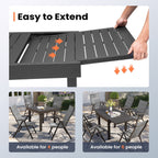 3/5/7 Pieces Patio Dining Set, Aluminum Expandable Table, Folding Padded Adjustable Chair