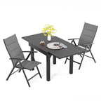 3/5/7 Pieces Patio Dining Set, Aluminum Expandable Table, Folding Padded Adjustable Chair