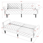 Pink 87 Velvet Tufted Convertible Futon Sofa Bed with Adjustable Armrests for Living Room