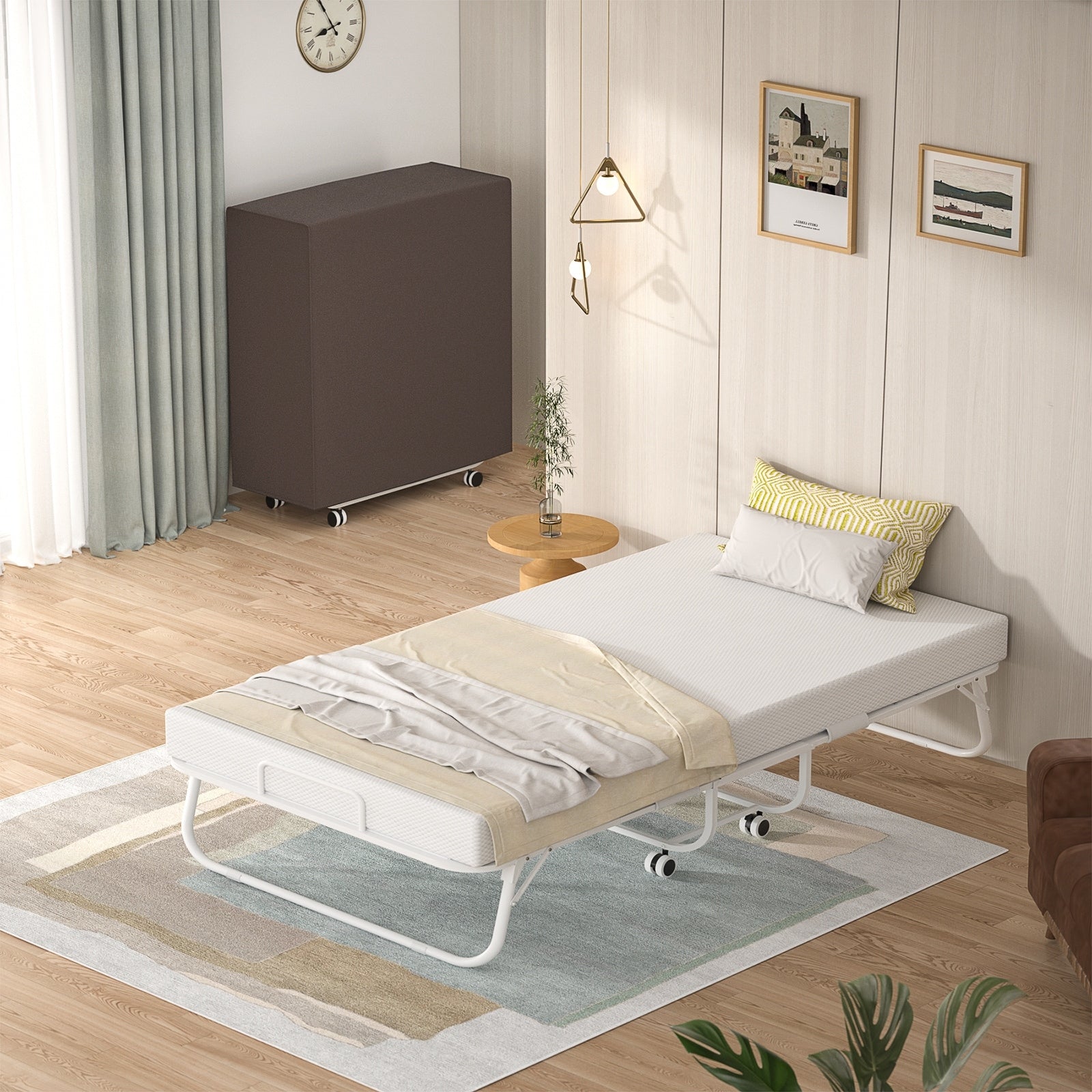 38'' Folding Bed with Mattress, Portable Foldable Bed with Storage Cover
