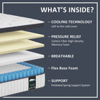 10 Inch Hybrid Mattress, Memory Foam Pocket Spring Mattress,Mideum Comfort,Twin,Full, Queen Mattress - White