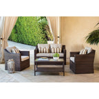 4-piece/5-piece Outdoor Patio Wicker Lounge Chair Conversation Set with Coffee Table and Cushions