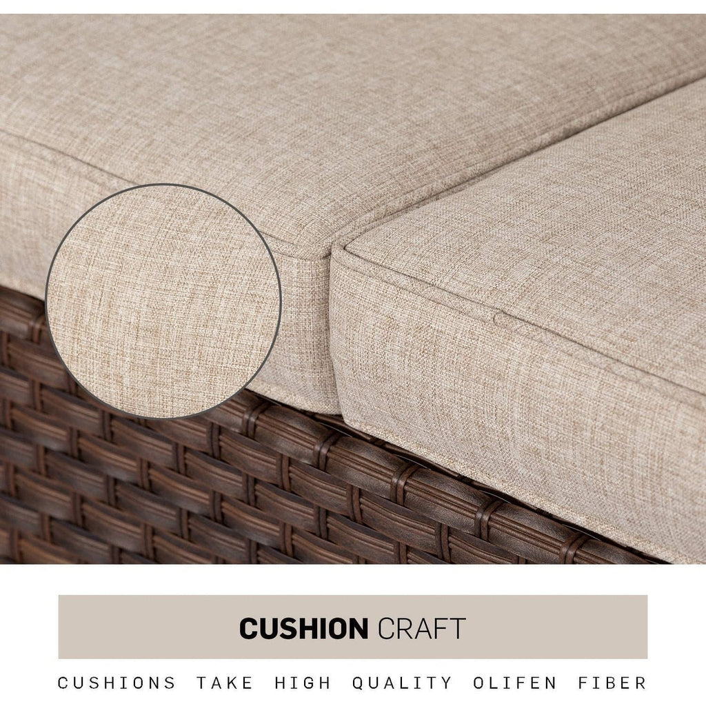 4-piece/5-piece Outdoor Patio Wicker Lounge Chair Conversation Set with Coffee Table and Cushions