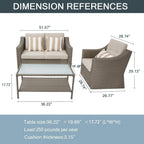 4-piece/5-piece Outdoor Patio Wicker Lounge Chair Conversation Set with Coffee Table and Cushions