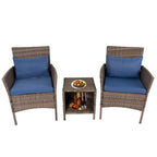 3 Piece Patio Conversation Bistro Set Outdoor Chat Furniture,Wicker Chairs and Storable Table Set,Porch Balcony Furniture Set