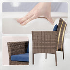 3 Piece Patio Conversation Bistro Set Outdoor Chat Furniture,Wicker Chairs and Storable Table Set,Porch Balcony Furniture Set