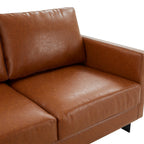 3-Seater Sofa Minimalist Upholstered Leather Couch w Removable Cushions in Stainless Steel for Living Room Bedroom