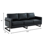 3-Seater Sofa Minimalist Upholstered Leather Couch w Removable Cushions in Stainless Steel for Living Room Bedroom
