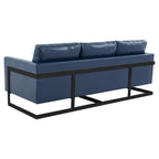 3-Seater Sofa Minimalist Upholstered Leather Couch w Removable Cushions in Stainless Steel for Living Room Bedroom