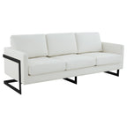 3-Seater Sofa Minimalist Upholstered Leather Couch w Removable Cushions in Stainless Steel for Living Room Bedroom