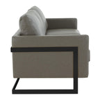 3-Seater Sofa Minimalist Upholstered Leather Couch w Removable Cushions in Stainless Steel for Living Room Bedroom