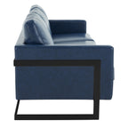 3-Seater Sofa Minimalist Upholstered Leather Couch w Removable Cushions in Stainless Steel for Living Room Bedroom