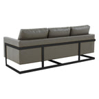 3-Seater Sofa Minimalist Upholstered Leather Couch w Removable Cushions in Stainless Steel for Living Room Bedroom