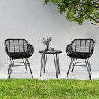 3 Piece Outdoor Wicker Furniture Patio Bistro Set With Cushions for Porch Poolside Garden - 21.2L x 23.6W x 31.5H