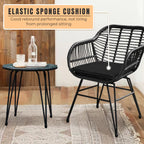 3 Piece Outdoor Wicker Furniture Patio Bistro Set With Cushions for Porch Poolside Garden - 21.2L x 23.6W x 31.5H