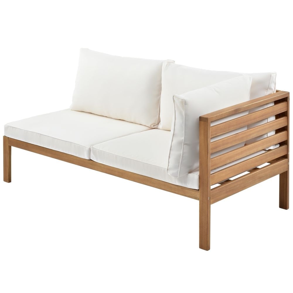 5-piece Modern Wooden Outdoor Sofa Set with Water-resistant Cushions
