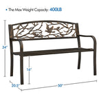 Yaheetech Patio Garden Bench Outdoors Metal Porch Chair - N/A
